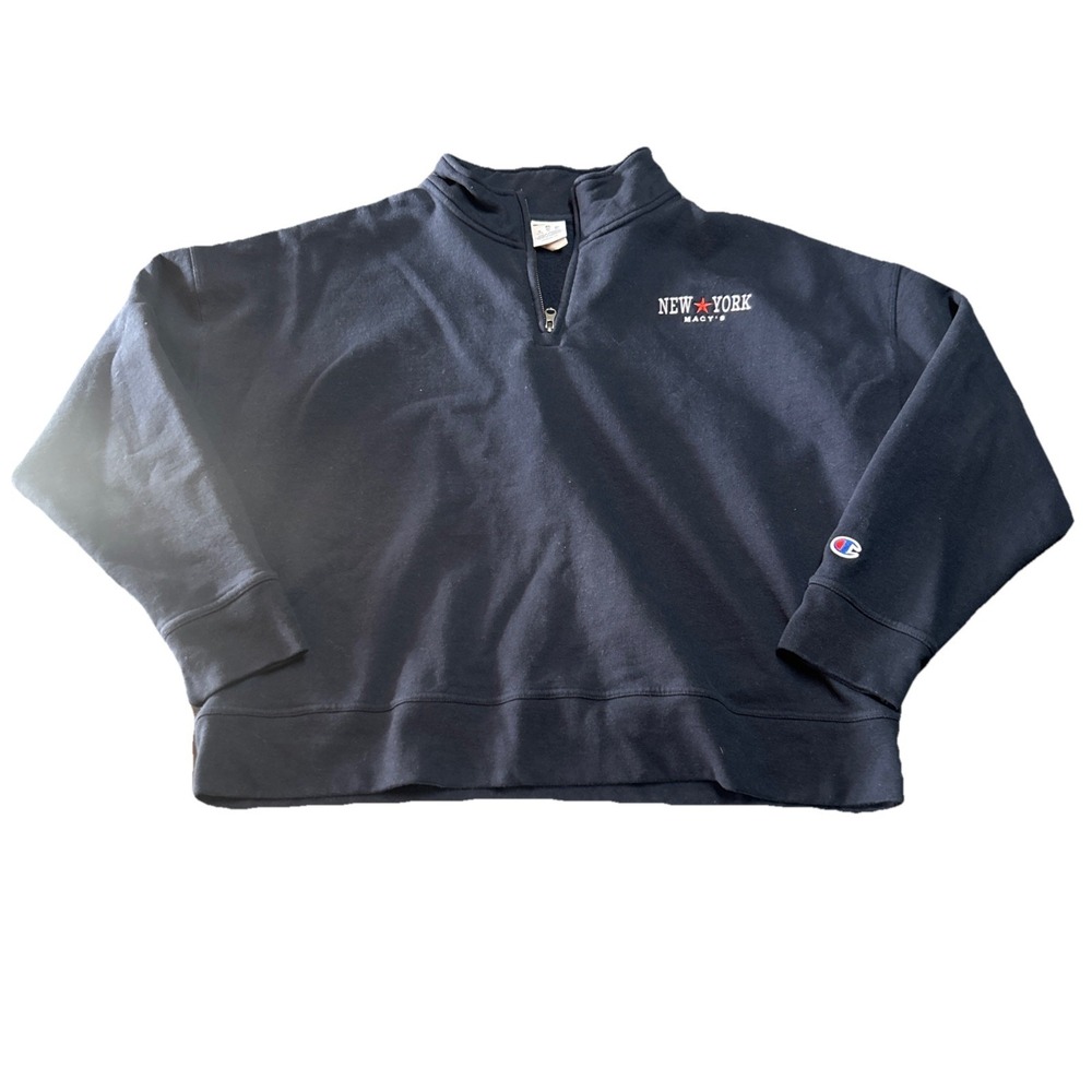 Champion New York Blue Quarter Zip Retro Pullover Sweatshirt Mens Size XL Macy's